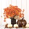 Artificial Fall Flowers Outdoor - Autumn Realistic Faux Plant , Weather-Resistant UV Protection, Perfect for Porch, patio, Garden, Window Box, and Planters Decor(Fall Orange)